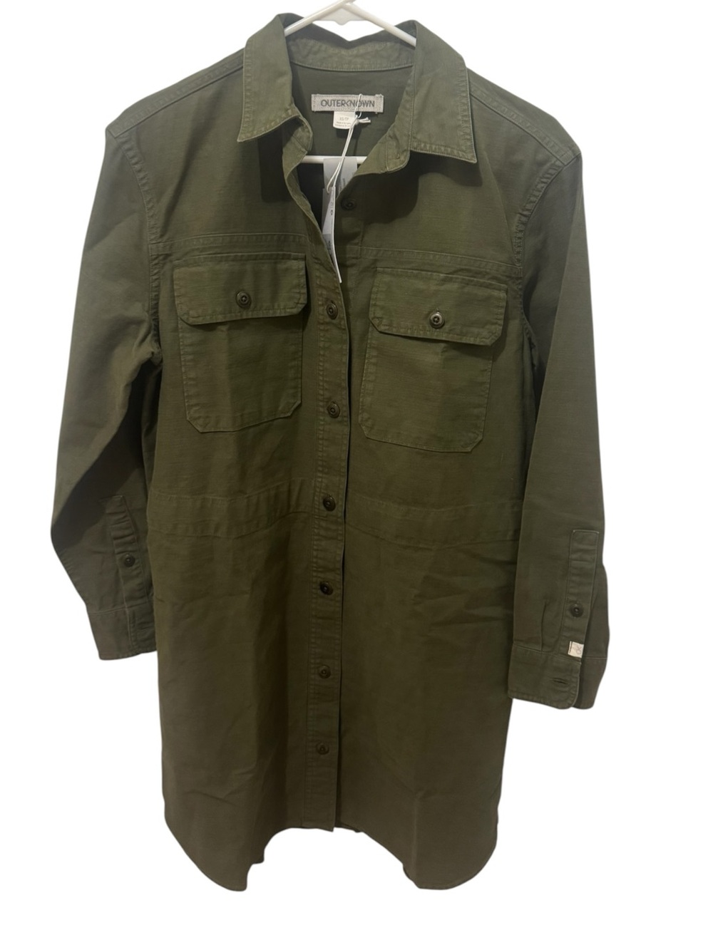 Outerknown Organic Cotton Utility Dress XS Green
